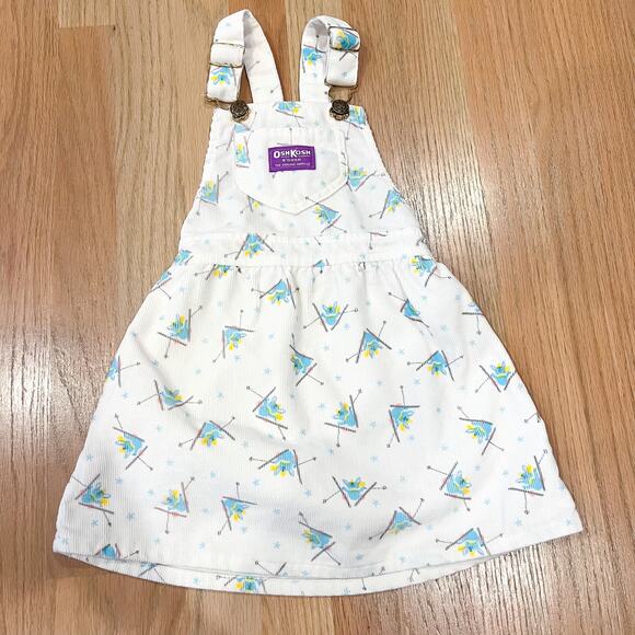 OshKosh B’gosh Other - Vintage 4T OshKosh B'Gosh Baby Overall Skirt Ski Bunny White Corduroy USA